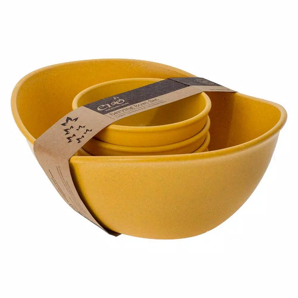 Unbranded EVO Sustainable Goods Yellow Wood-Plastic Composite Serving Bowl Set, 5-Piece