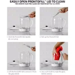 Ovente 1.5L White Glass Electric Kettle with ProntoFill Technology, 1500W thumbnail 2