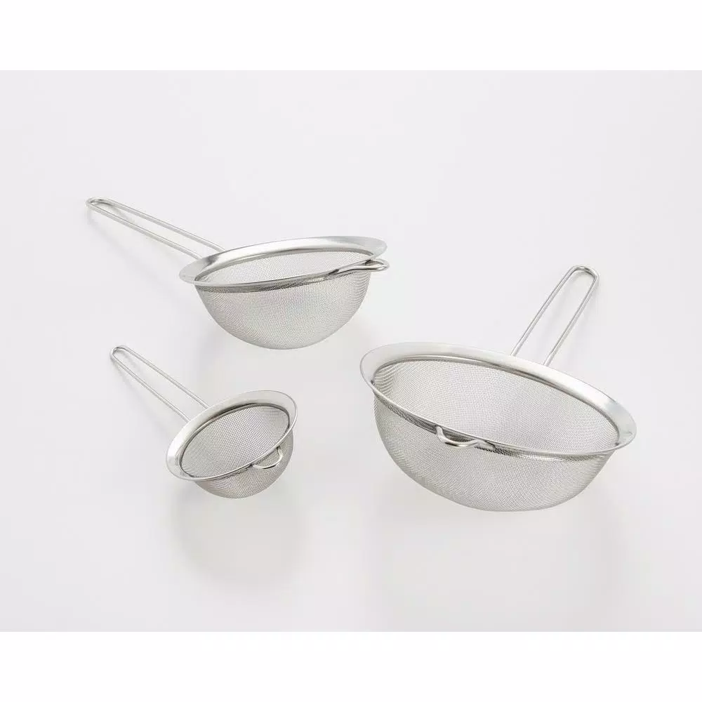 ExcelSteel 3-Piece Stainless Steel Mesh Strainer Set with Hanging Hooks