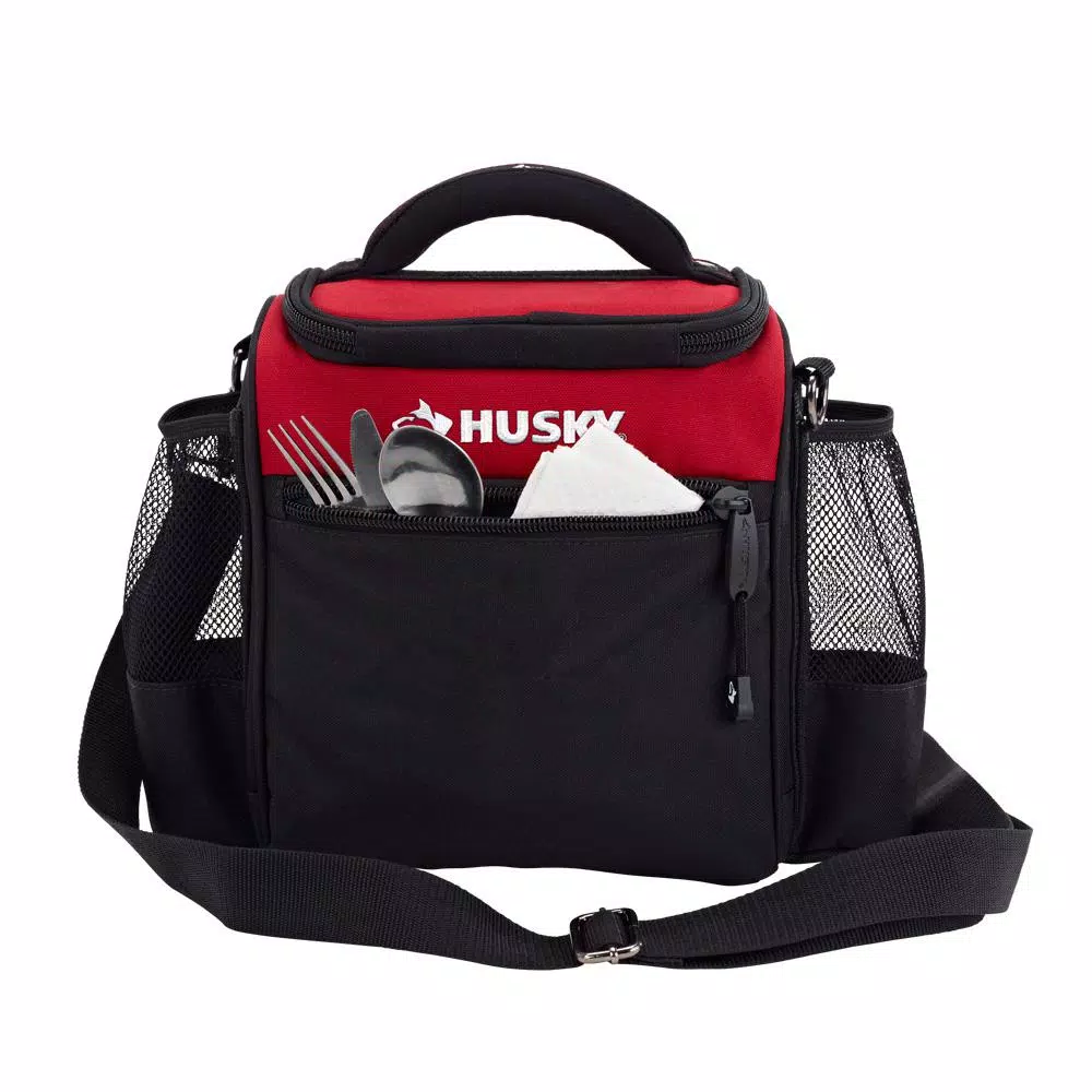 Husky 9 in. Insulated Lunch Box Cooler Bag, Red