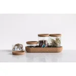 3R Studios 4-Piece Glass Storage Container Set with Cork Lids and Matching Tray thumbnail 3