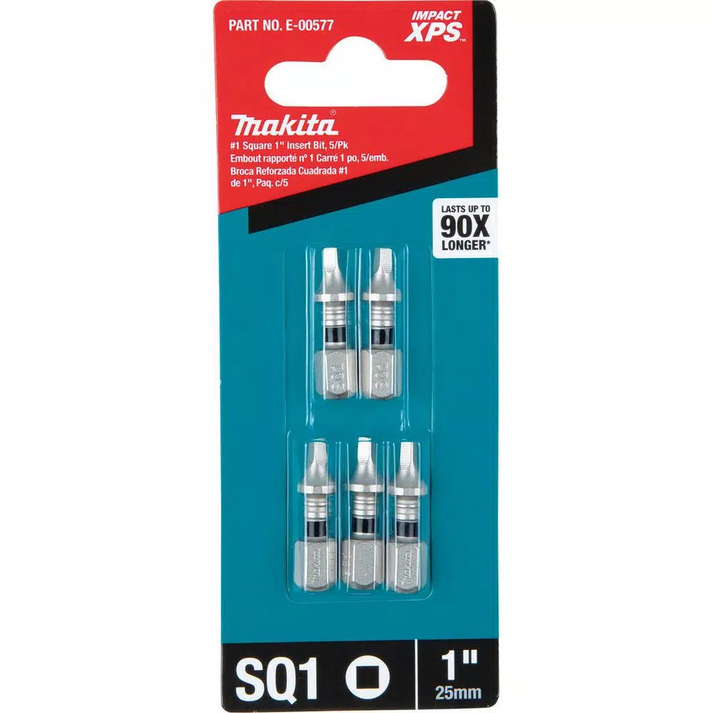 Makita ImpactXPS #1 Square 1 in. Insert Bits, 5-Pack