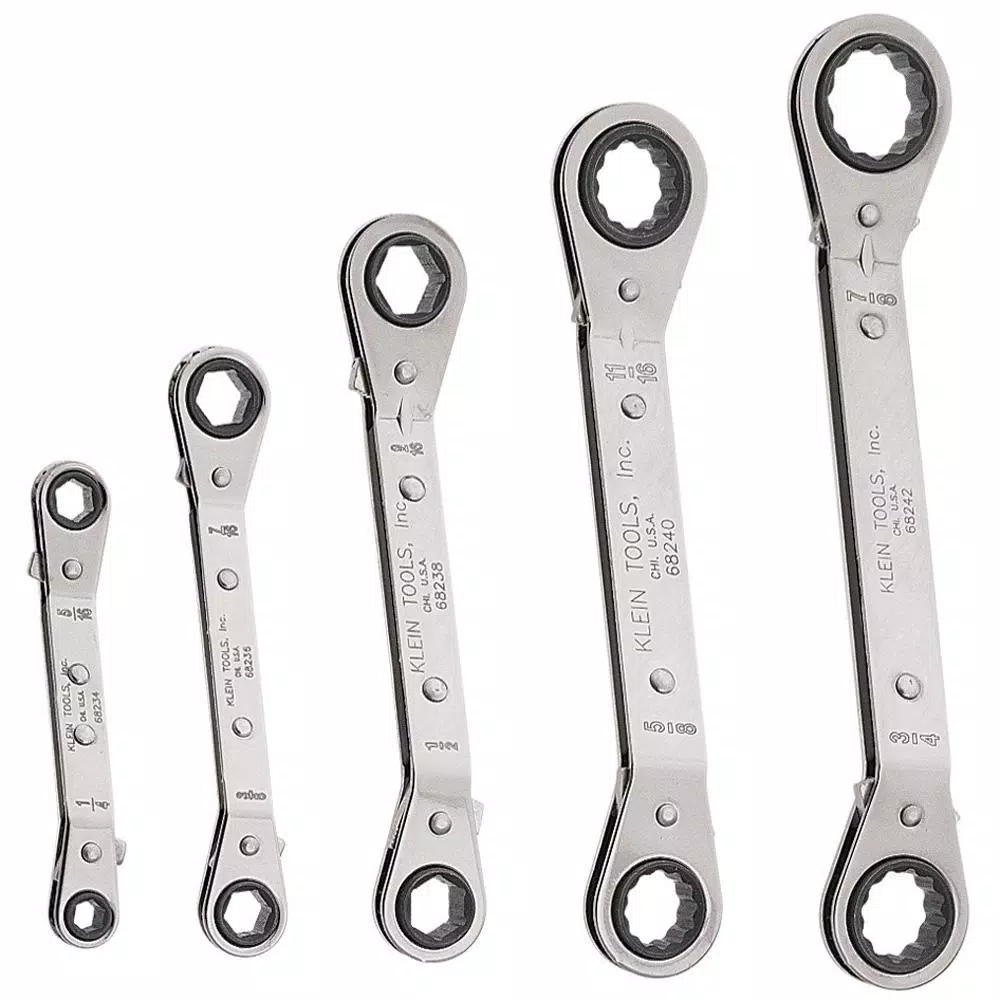 Klein Tools 5-Piece Reversible Ratcheting Offset Box Wrench Set