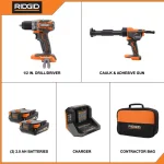 RIDGID 18V Brushless SubCompact 1/2 in. Drill/Driver & 10 oz. Caulk Gun Combo Kit thumbnail 2