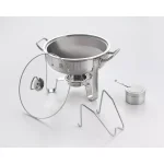 ExcelSteel 4 Qt. Professional Heavy Duty Stainless Steel Chafing Dish Set with Vented Glass Lid thumbnail 2