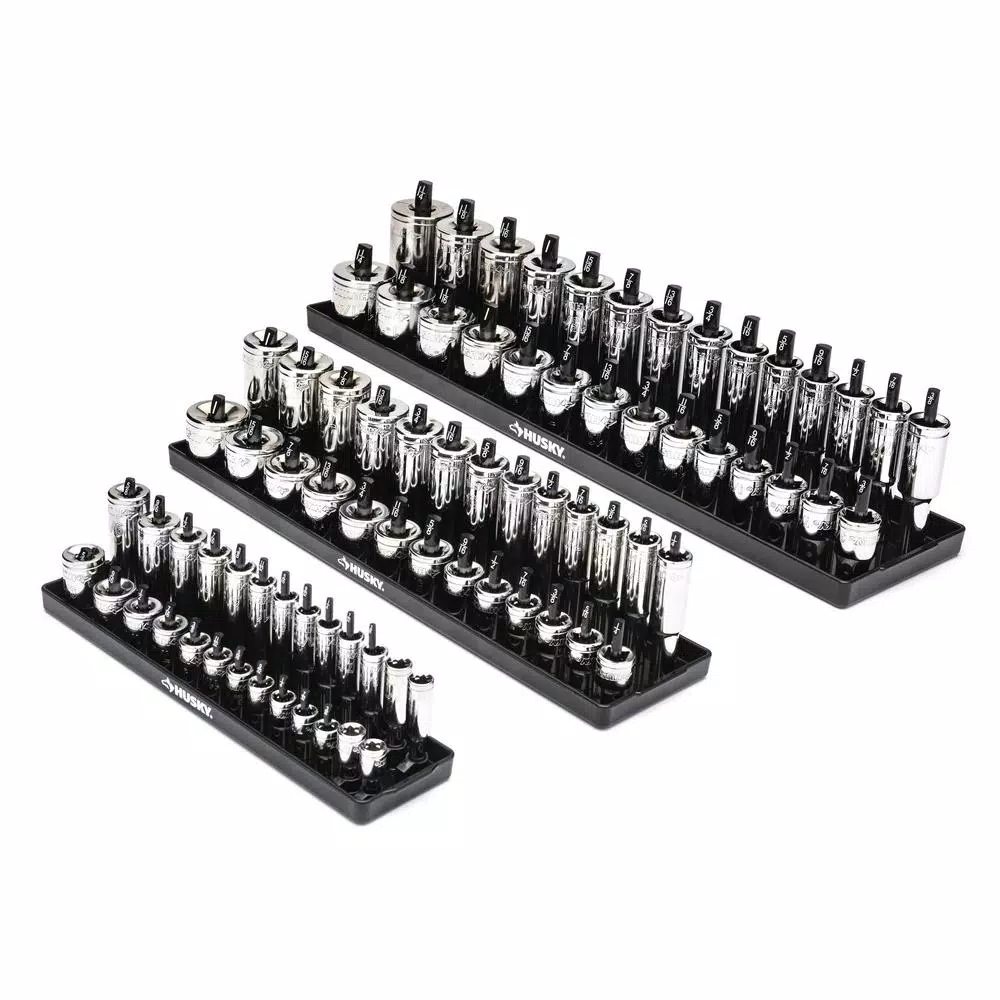 Husky 6-Piece SAE and Metric Socket Rack Set for 1/4 in., 3/8 in., and 1/2 in. Drives