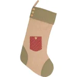 VHC Brands 20 in. Red Plaid and Jute Burlap Primitive Christmas Pocket Stocking thumbnail 1
