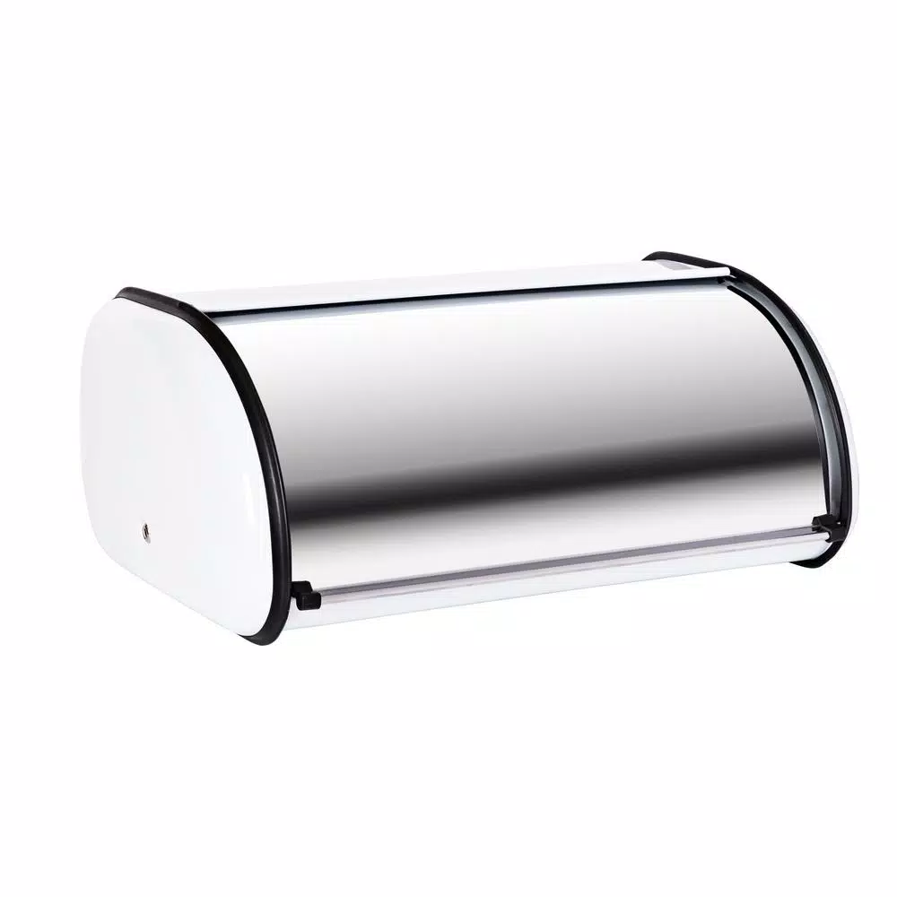 Honey-Can-Do Retro White Rolltop Bread Box - Steel Kitchen Storage Container