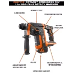 RIDGID 18V OCTANE Brushless 1 in. SDS-Plus Rotary Hammer Kit with 2 Ah Battery and Charger thumbnail 3