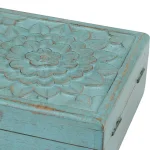 Stonebriar Collection 6 in. Weathered Sky Blue Wooden Trinket Box with Hinged Lid and Carved Floral Design thumbnail 2
