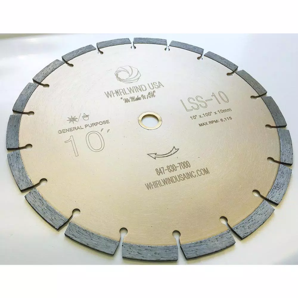 Whirlwind USA 10 in. 18-Teeth Segmented Diamond Blade for Concrete, Stone, Brick, and Masonry