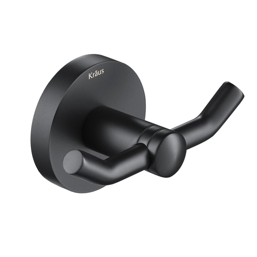 Kraus Elie Double Robe and Towel Hook, Matte Black