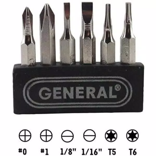 General Tools Ultratech Power Precision Screwdriver, Battery Operated, 100+ RPM with 6 Interchangeable Bits