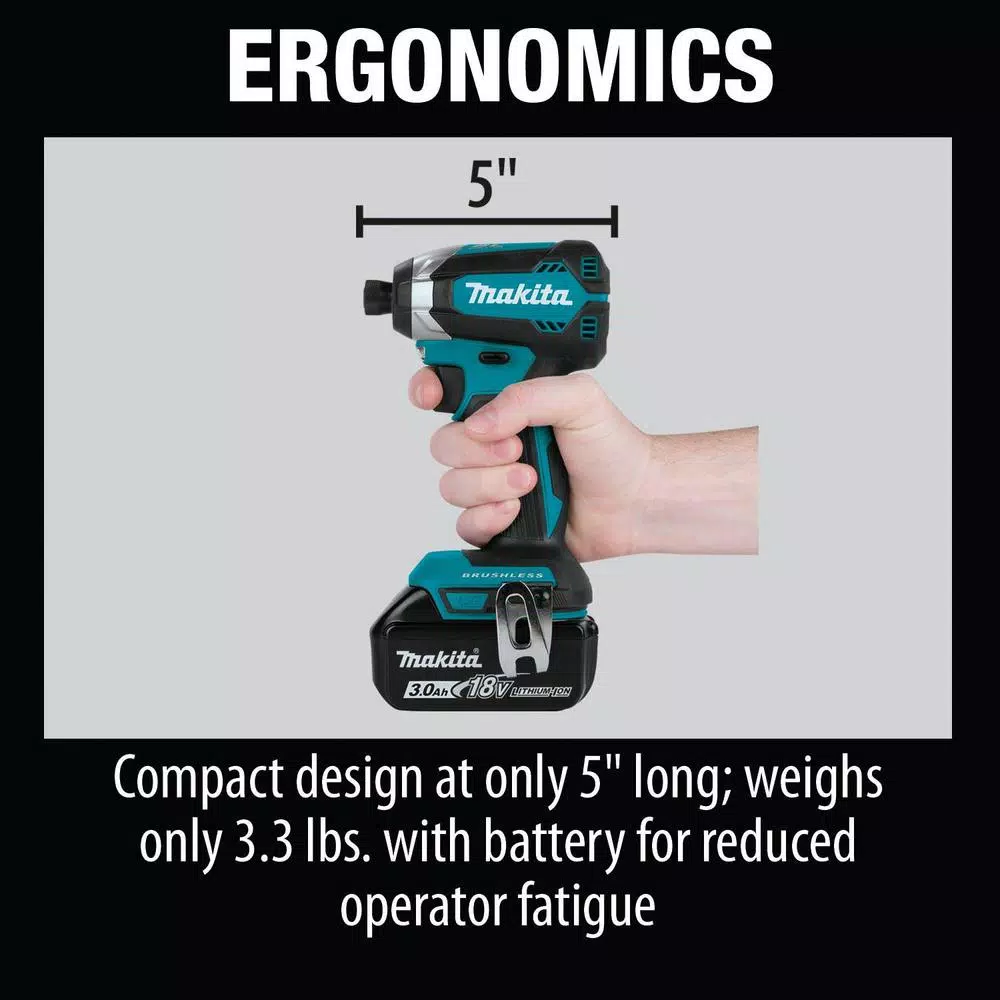Makita 18V LXT Brushless Cordless 2-Piece Combo Kit with 3.0Ah Batteries, Drill/Driver and Impact Driver