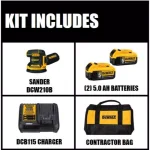 DEWALT 20V MAX XR Brushless 5 in. Cordless Random Orbital Sander Kit with (2) 5.0 Ah Batteries and Charger thumbnail 2
