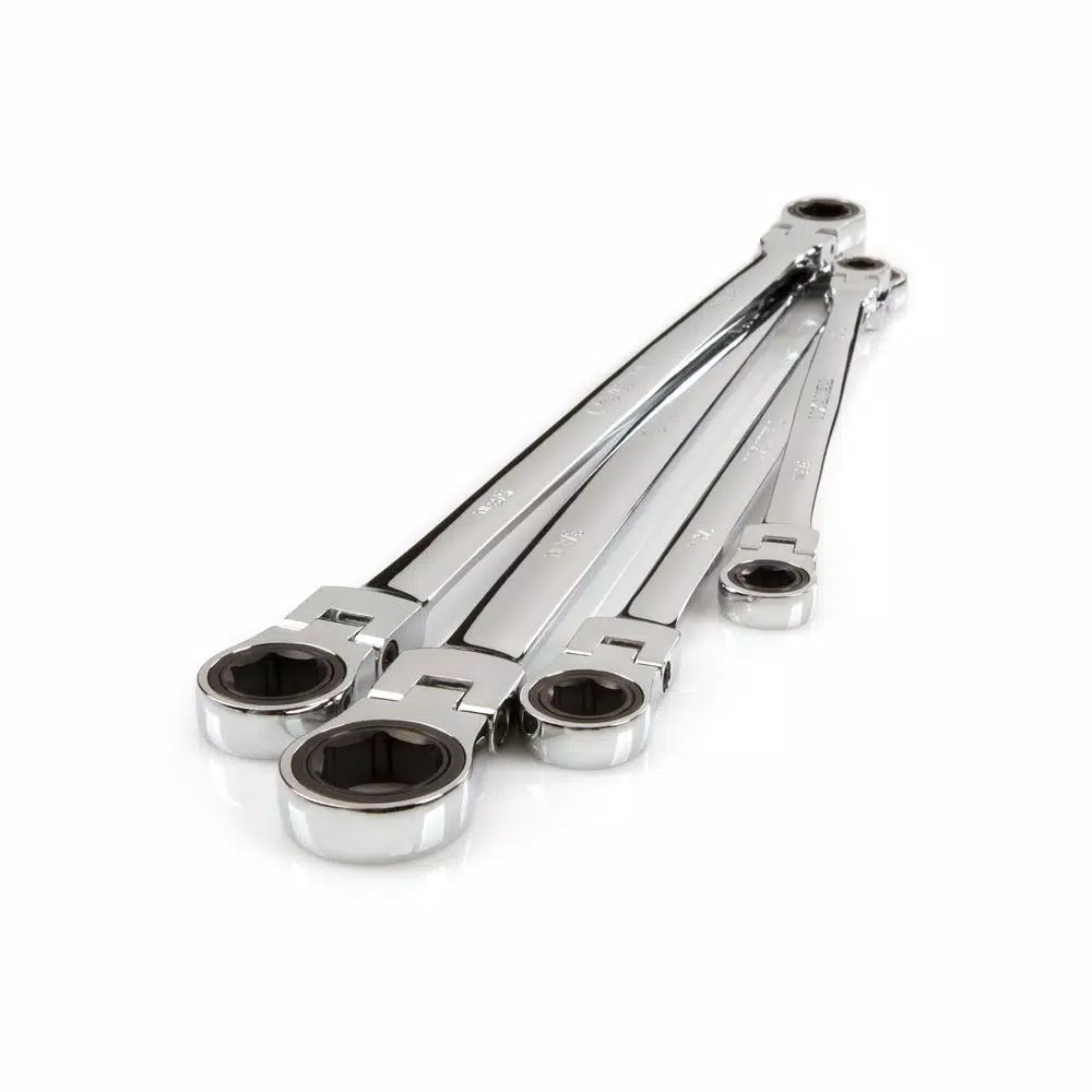 TEKTON 4-Piece Extra Long Flex-Head Ratcheting Box End Wrench Set, SAE