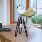 FirsTime 28 in. Tripod Pendulum Tabletop Analog Clock - Chrome and Espresso thumbnail 1