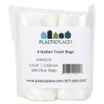 Plasticplace 4 Gallon Clear Trash Bags, 100 Count Pack thumbnail 1