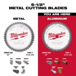 Milwaukee 6-1/2 in. 54T Carbide Aluminum and Metal Cutting Circular Saw Blade thumbnail 4