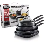 GRANITESTONE StackMaster 5-Piece Aluminum Non-Stick Diamond Infused Mini Cookware Set, Charcoal thumbnail 2