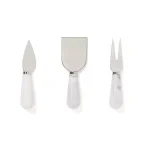 Fox Run White Marble and Stainless Steel Cheese Knife Set of 3 - Knife, Fork, and Spreader thumbnail 1