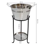 Sunnydaze Decor 5-Gallon Stainless Steel Ice Bucket Cooler with Iron Stand and Serving Tray thumbnail 3