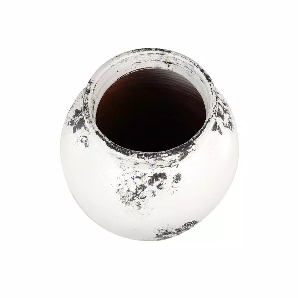 LITTON LANE Black and White Stoneware Floor Vase - 40 Inch Textured Decorative Ceramic Vase