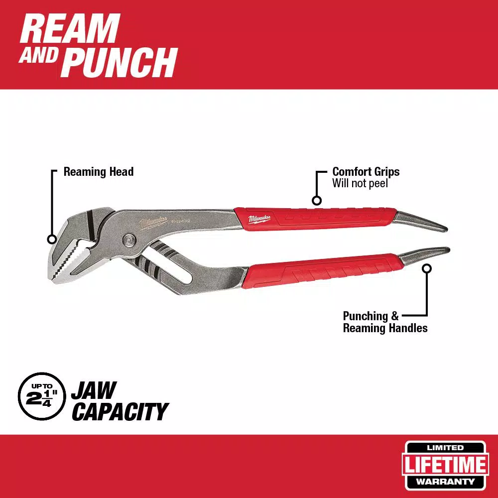 Milwaukee 12 in. Ream and Punch Straight-Jaw Pliers