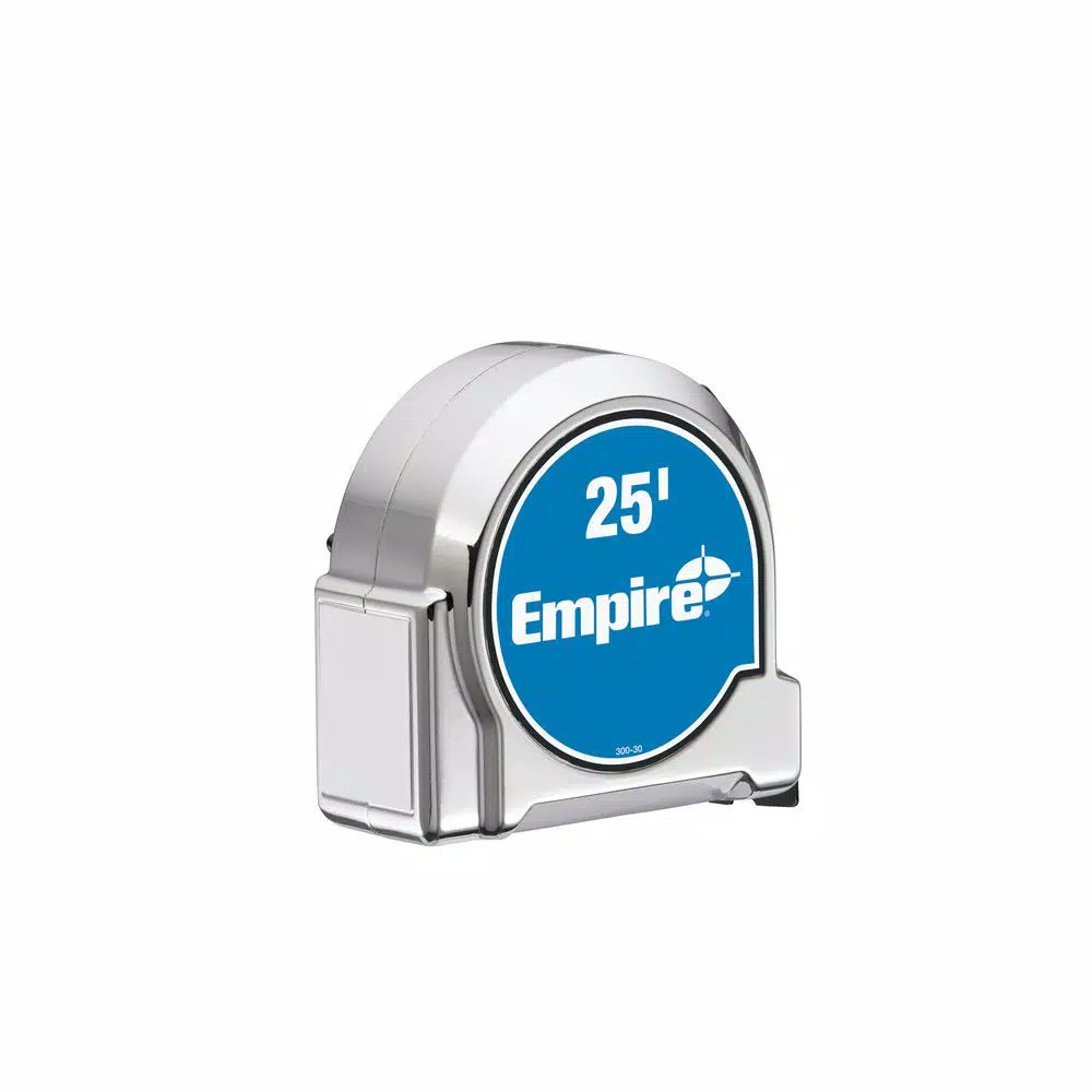 Empire Level 25 ft. Chrome Tape Measure with Nylon Coated Blade and 8 ft. Standout