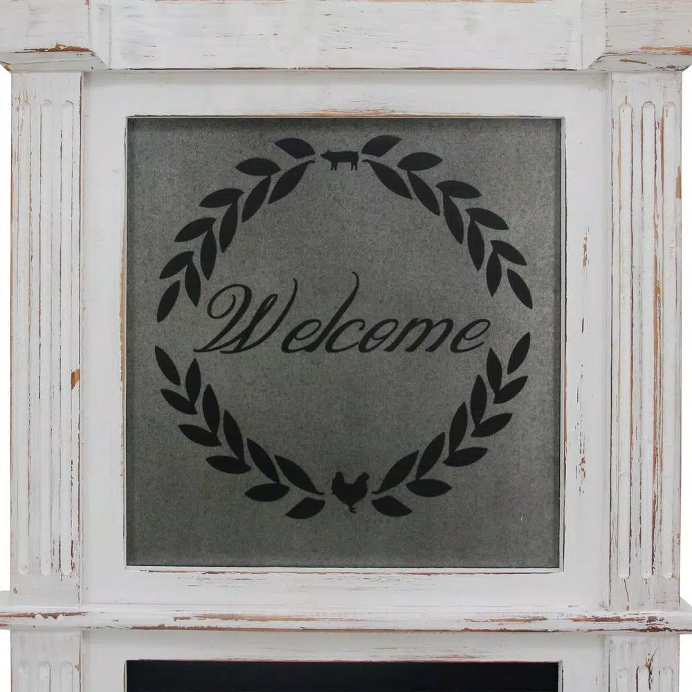FirsTime & Co. FirsTime and Co. 34.5 in. x 16 in. Whitewash Wreath Chalkboard Memo Board, Farmhouse Style