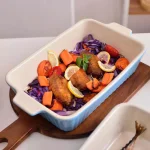 MALACASA 2-Piece Blue Porcelain Rectangle Bakeware Set, 12 in. and 13 in. Ceramic Baking Dishes thumbnail 8