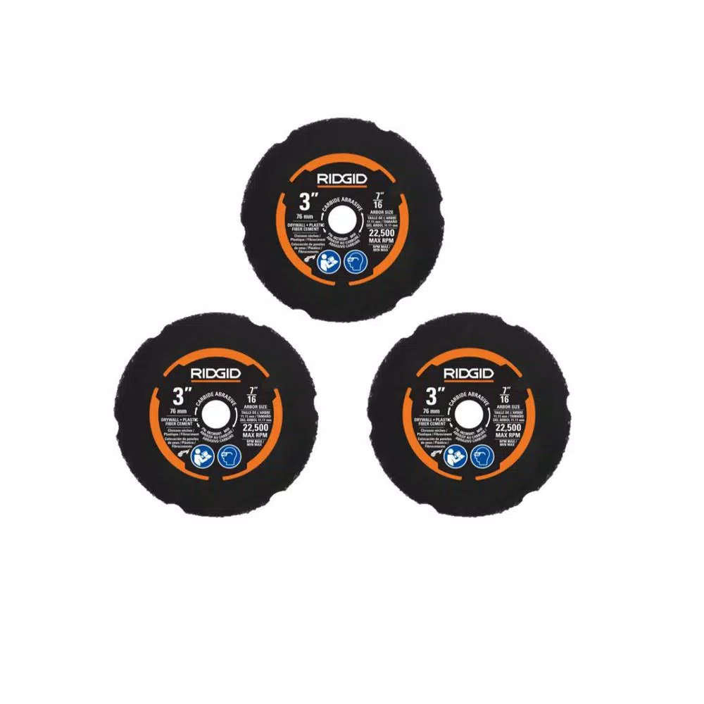 RIDGID Carbide Cut-Off Wheel Set, 3-Piece Replacement Kit with Adapters