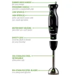 Ovente HS565 300W Multi-Purpose Immersion Blender Set with Chopper, Whisk, and 24 oz. Beaker - Black thumbnail 3