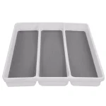 Unbranded White Large Utensil Tray with Rubber Liner, 3 Compartment Cutlery Organizer thumbnail 1