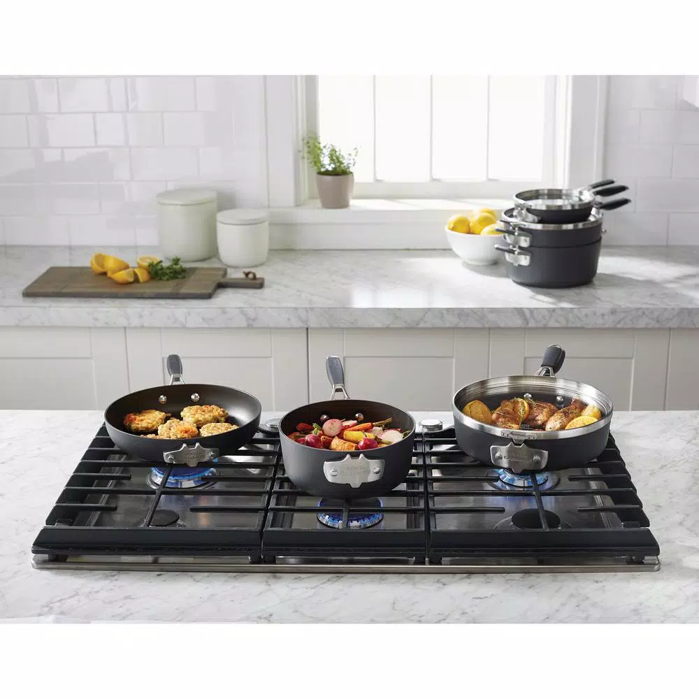 Calphalon Select by Calphalon 9-Piece Hard-Anodized Nonstick Cookware Set, Space-Saving Nesting Design, Black