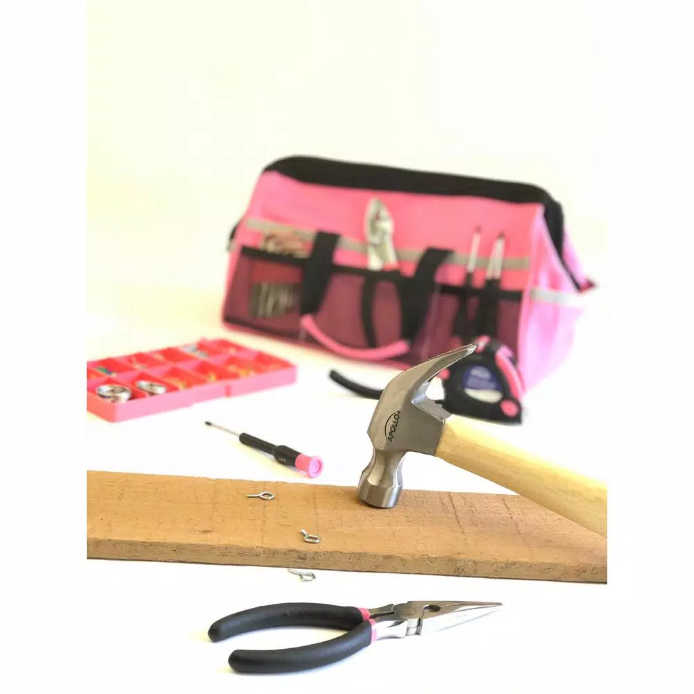 Apollo 201-Piece Home Tool Kit with Soft-Sided Tool Bag, Pink