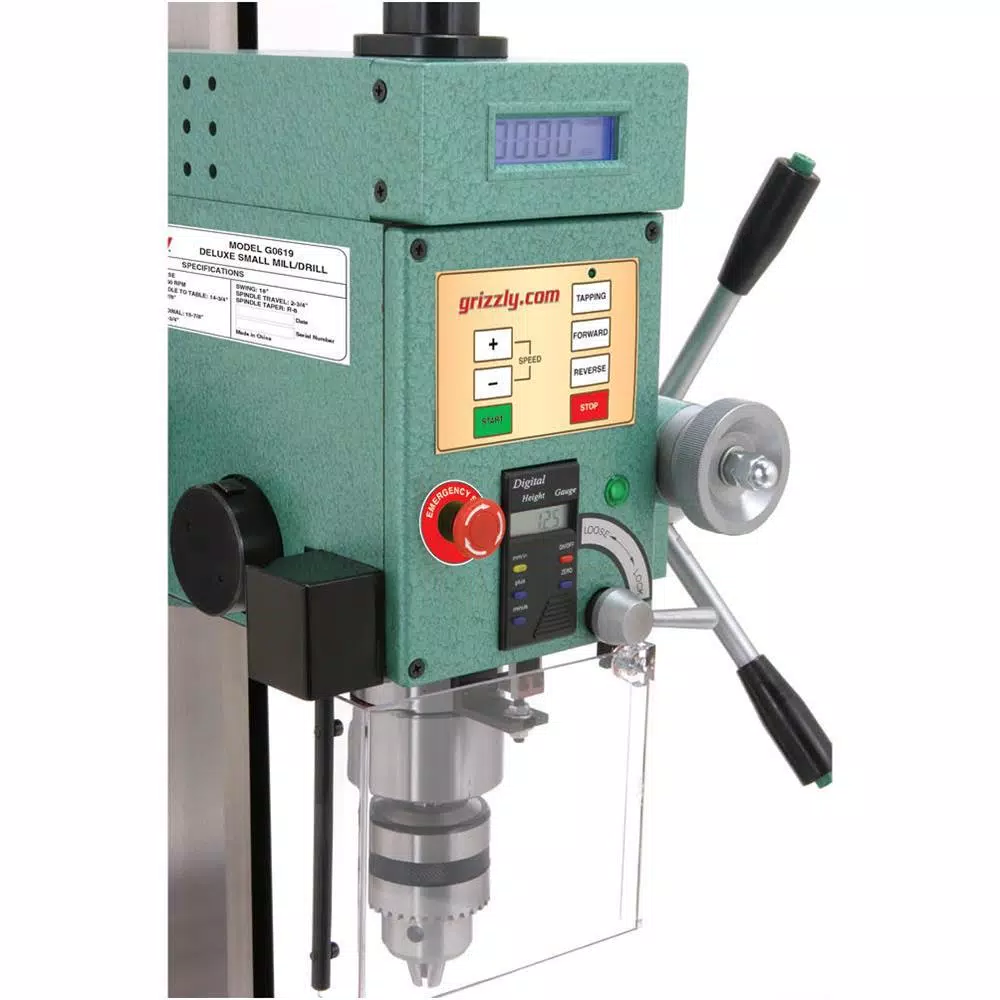Grizzly Industrial 6 in. x 21 in. Benchtop Mill/Drill Press with Tilting Head and Digital Speed Display