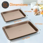 NutriChef 2-Piece Nonstick Carbon Steel Baking Sheet Set, Large and Medium Gold Pans thumbnail 4