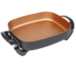 Boyel Living 8 Qt Copper Professional Non-Stick Electric Skillet, 16 in. x 12 in. Square Jumbo Frying Pan thumbnail 1