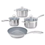 Chantal Induction 21 Steel 7-Piece Ceramic Nonstick Stainless Steel Cookware Set, Brushed Stainless Steel thumbnail 5