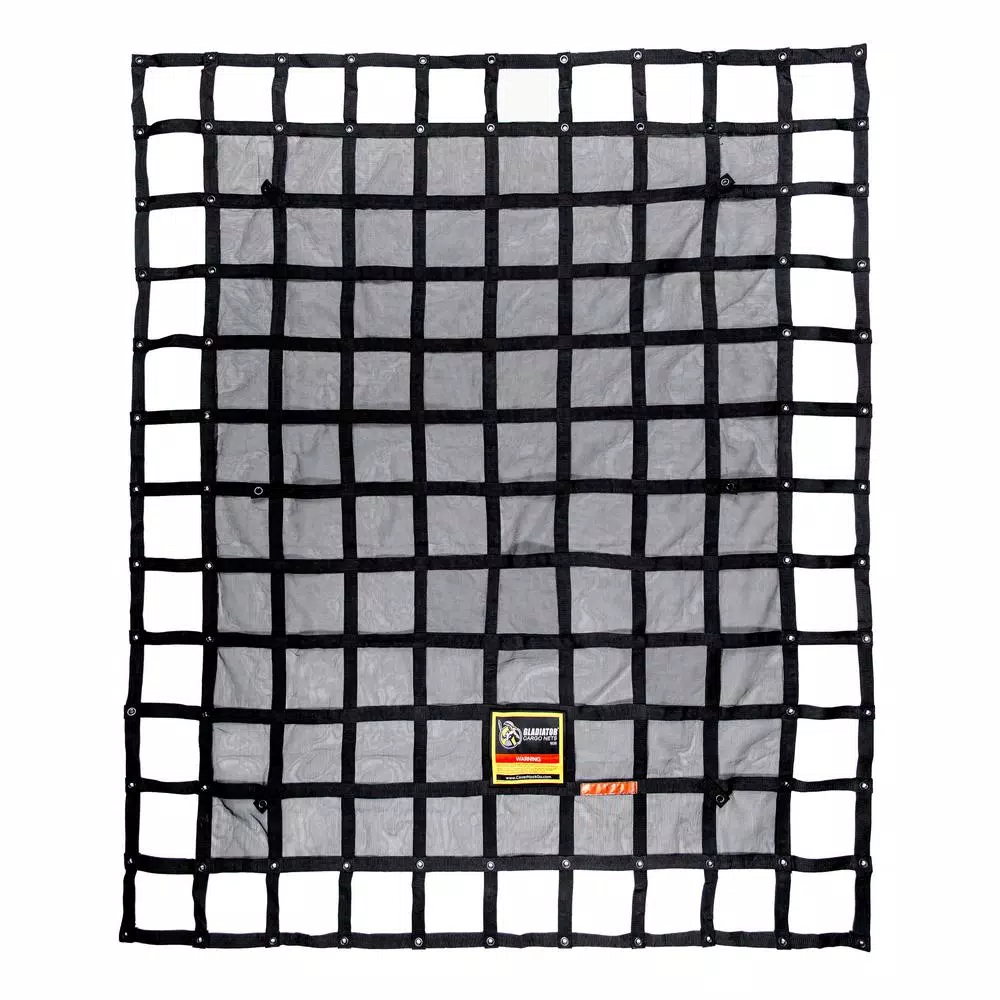 GLADIATOR Cargo Nets Gladiator Heavy-Duty Cargo Net, 6.75 ft. x 8 ft., Integrated Rip-Stop Mesh with Straps and Bag