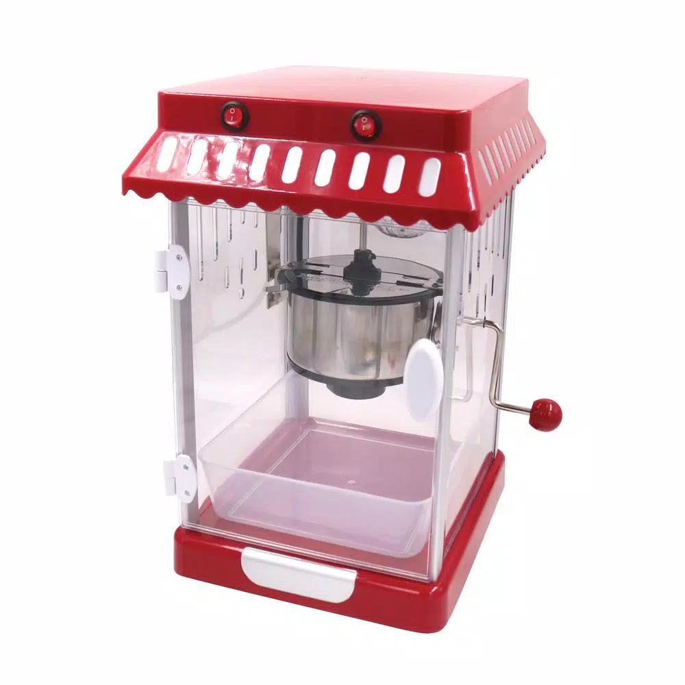 Frigidaire Retro Theater-Style Countertop Popcorn Maker, 2.5 oz. Stainless Steel Kettle, Red