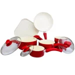 Oster San Jacinto 9-Piece Aluminum Nonstick Cookware Set, Red Speckle thumbnail 1