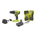 RYOBI 18V ONE+ 1/2 in. Cordless Drill/Driver Kit with 1.5 Ah Battery, Charger, and 21-Piece Black Oxide Bit Set thumbnail 1