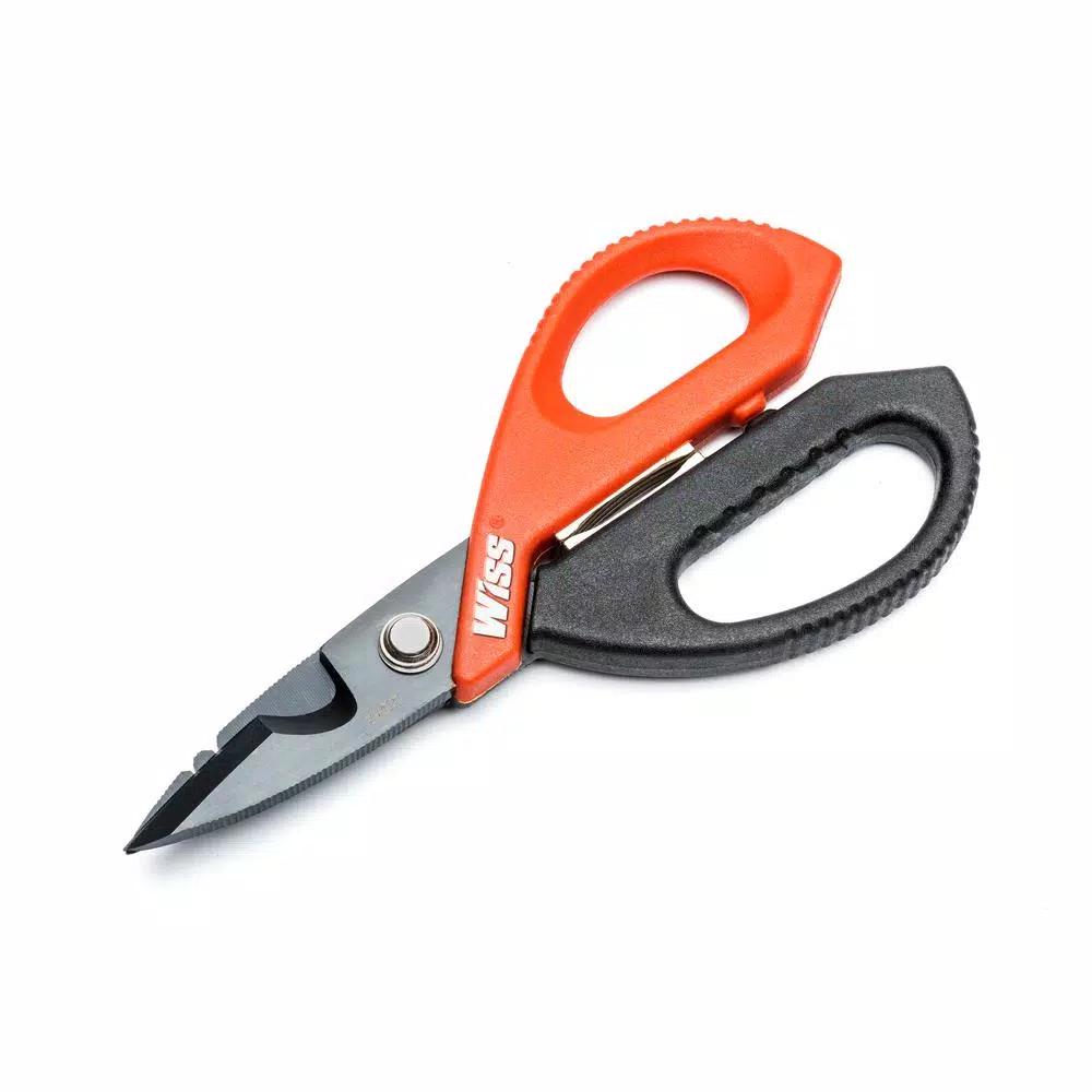 Wiss 6-3/8 in. Titanium Coated Electrician and Data Cable Scissors with Wire Strippers