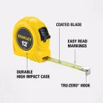 STANLEY 12 ft. x 1/2 in. Tape Measure with Polymer-Coated Blade and High-Impact ABS Case thumbnail 2