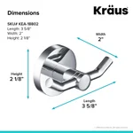 KRAUS Elie Double Robe and Towel Hook, Solid Brass, Chrome thumbnail 2