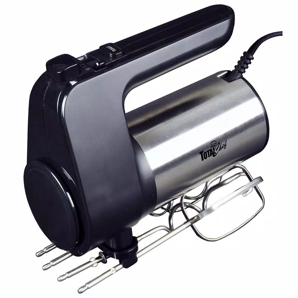 Total Chef 250-Watt 6-Speed Hand Mixer with Turbo Boost, Black/Silver