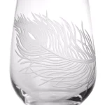 Rolf Glass Peacock Etched Stemless Wine Glass Set of 4, 17 oz Clear Glass Tumblers thumbnail 2