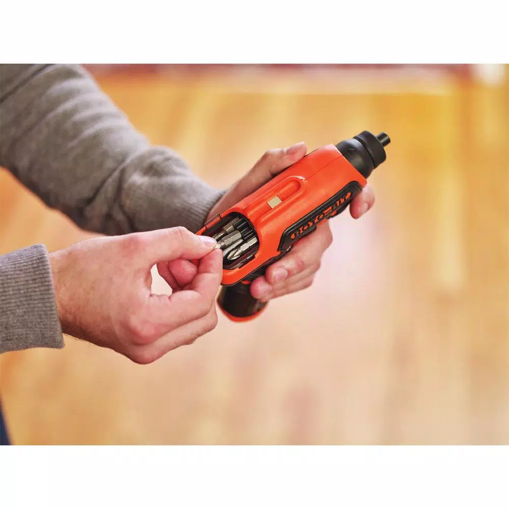 BLACK+DECKER 4V MAX Lithium-Ion Cordless Electric Screwdriver with Rotating Bit Cartridge and Charger